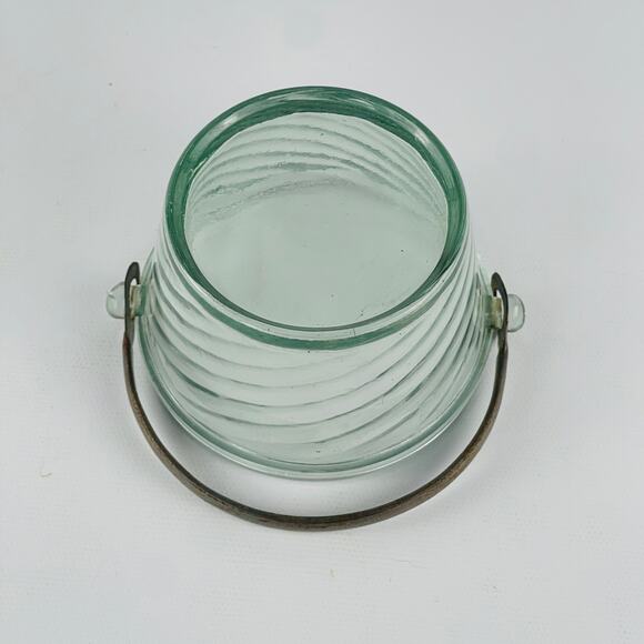 Vintage Fostoria Spiral Optic Whipped Cream Pail Bucket and Handle 3 3/8 x 2” - Picture 2 of 4
